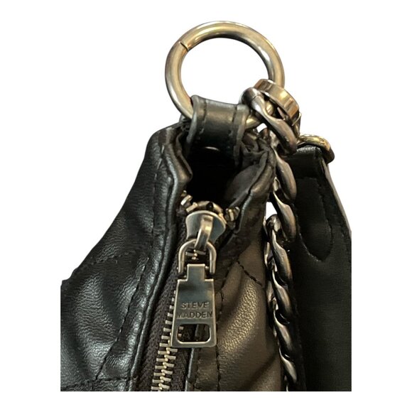 Steve Madden Quilted Black Shoulder Bag – Gunmetal Chain Strap - Picture 6 of 13